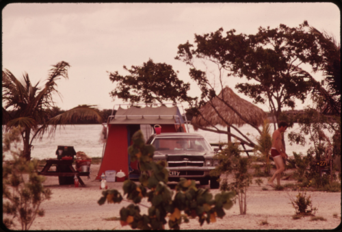 A dreamlike set-up at Sunshine Key CampgroundOhio Key, Florida1975