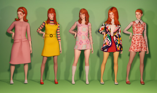 @simchronized​‘s Lookbook Challenge: Decades (pt. 4)60s fashion was so fun.Outfit 1: hair