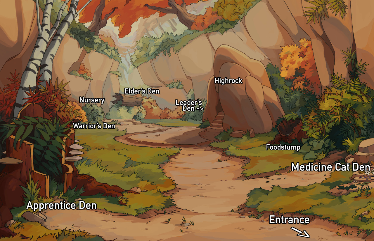 Warrior Cat Designs Labeled Empty ThunderClan Forest Camp The Warriors warrior-cat-designs-labeled-empty-thunderclan-forest-camp-the-warriors