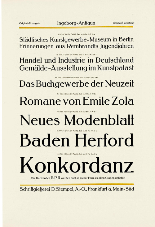 F. W. Kleukens, Ingeborg Antiqua, including Initials, 1909-10. Darmstadt. Stempel AG, Frankfurt. Boo