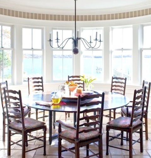 Dining Room Great Room New York Great Room - Large Traditional Ceramic Tile Great Room Idea With Multicolored