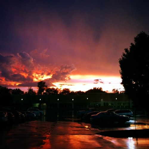 Stormy day, beautiful sunset.