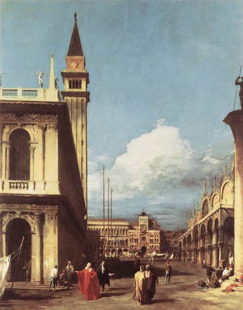 The Piazzetta, Looking toward the Clock Tower, 1727, CanalettoMedium: oil,canvas