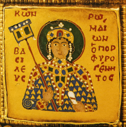 Enamel portraits of Emperors and saints on the Byzantine Holy Crown of Hungary, circa 1035-1040