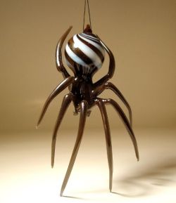 Horrorpunk:  Glass Black Widow Christmas Ornament  