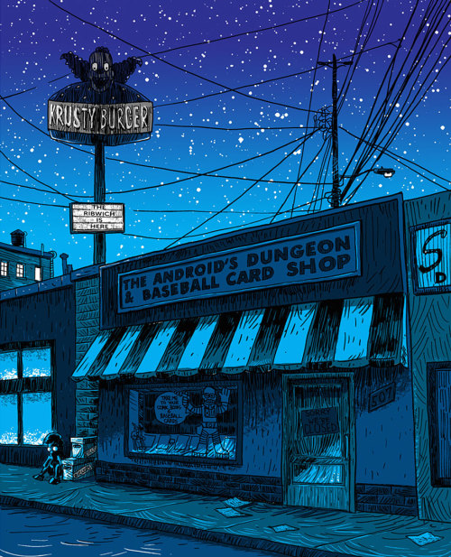 windxbreaker:  mayahan:  Illustrator, Tim Doyle,  Re-Imagines The Simpsons’ Springfield As A Gloomy Desolated Town  This is so rad  