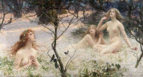 loumargi: ‘Spring’s Awakening (The Snow Maidens)’ by Henrietta Rae (1859–1928),