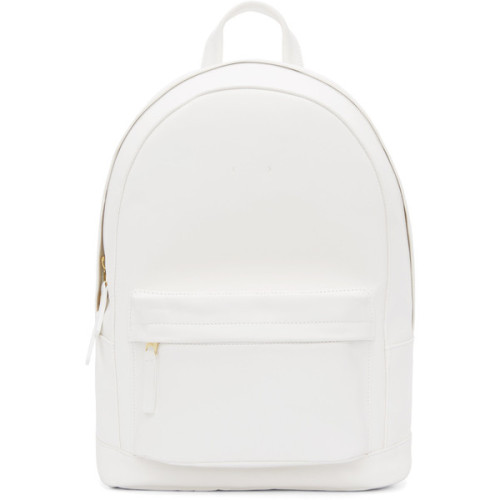 Pb 0110 Matte White Small Leather Backpack ❤ liked on Polyvore (see more leather rucksacks)