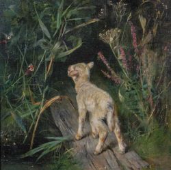 art-and-things-of-beauty: Unknown painter 19/20th century - The lamb, oil on cardboard, 55 x 54 cm.