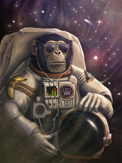 magnaen:  Space Chimp for ForHumanPeoples http://www.forhumanpeoples.com/collections/frontpage/products/space-chimp-poster