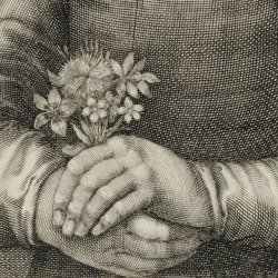 clawmarks:Portret van Eva Vliegen (detail) - after Balthasar Flessiers - 1614 -  via Rijksmuseum