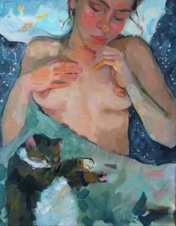 redlipstickresurrected:Katrīna Gaile (Latvian, b. 1982, Riga, Latvia) - Sleep, 2015  Paintings: Oil on Canvas