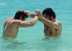 alekzmx:  actors Niels Schneider  &amp; Alessio Boni playing naked on the beach