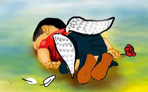 Creative illustrations about Tragic Death Of 3-Year-Old Syrian Refugee - 3 Yaşında ki  Suriyeli