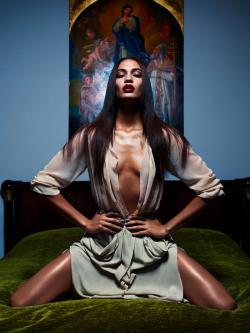 Joan Smalls by Mario Sorrenti for Vogue Paris N°914—February 2011—dress by Donna Karan—styled by Jane How