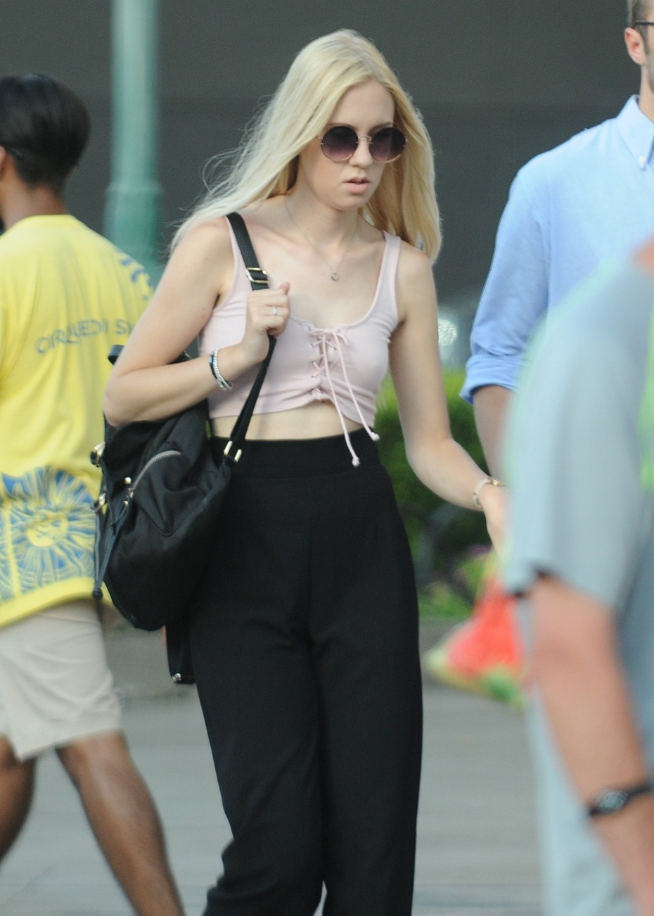 You can just barley see her nipple but her shirt is nice.