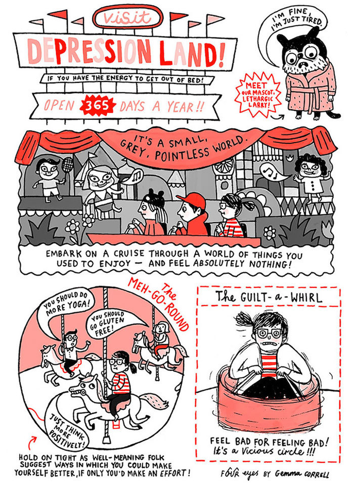 bestof-society6:Comical Illustrations Depict Anxiety’s Troubles by Gemma Correll 