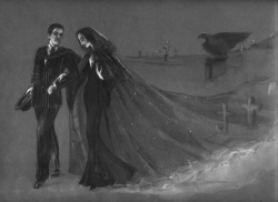 morticiasmemoirs:  Gomez &amp; Morticia Addams Early sketch on The Addams Family Values. Artist is Alina Panova 
