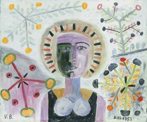 artist-brauner: Portrait aux fleurs, 1953, Victor Brauner