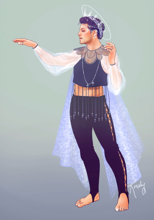 Cas Cool DownDoodling Cas in pretty, sparkly things because. ¯\_(ツ)_/¯ Free the hip bones!- drawn &a