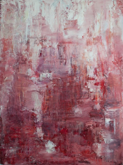 “Bleeding Heart”24 x 32&quot;  Oil and magazine clippings on wood board (s