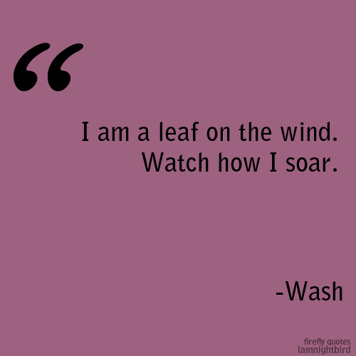 motherofangst:  Firefly quotes - 15/100 “I am a leaf on the wind. Watch how I soar.&rdquo