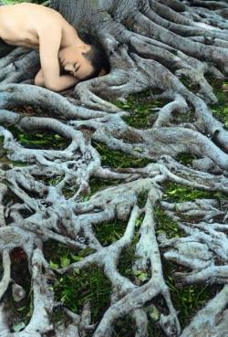 Ratatoskryggdrasil:  Youssef Nabil, Self Portrait With Roots, Los Angeles (Hand Colored