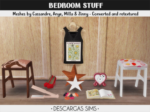 Bedroom Stuff8 items:- Mini Stool (20 swatches)- Stars Deco (6 swatches)- Clock (10 swatches)- Flat 