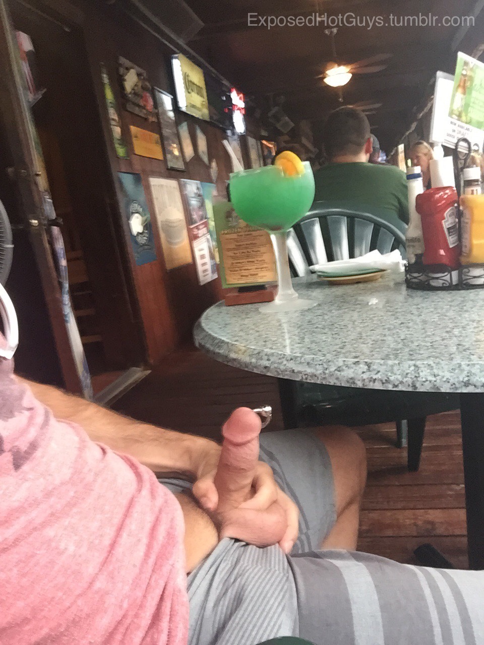 exposedhotguys:  Sometimes when I get horny in a restaurant I just whip my boner