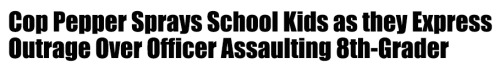 blackmattersus:    ​Children covered their burning eyes after this BULLY COP indiscriminately pepper sprayed a crowd of high school students.  Video