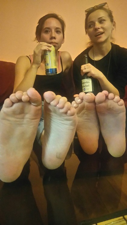 f00tography:  Got drunk with a couple friends tonight and they posed their feet. Introducing Lilia (left) and Anetta (right)