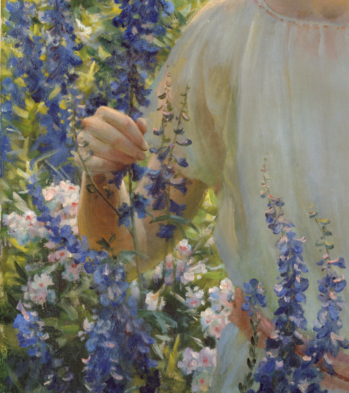 closeupofpaintings:Charles Courtney Curran - Betty Newell, 1922 (detail), oil on canvas