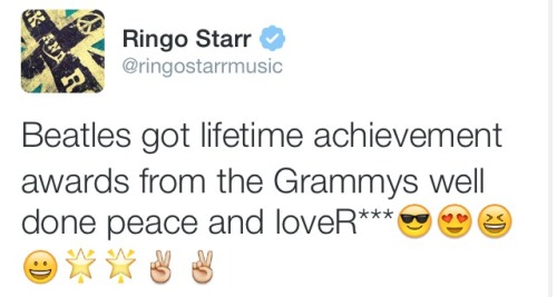 pinballwizardofrhye:   way-beyond-compare:  This makes me extremely happy  I think this is the most normal thing Ringo has ever tweeted. 