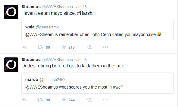 laochxfella-archive: Sheamus and his Q&amp;A tweets on July 25, 2015