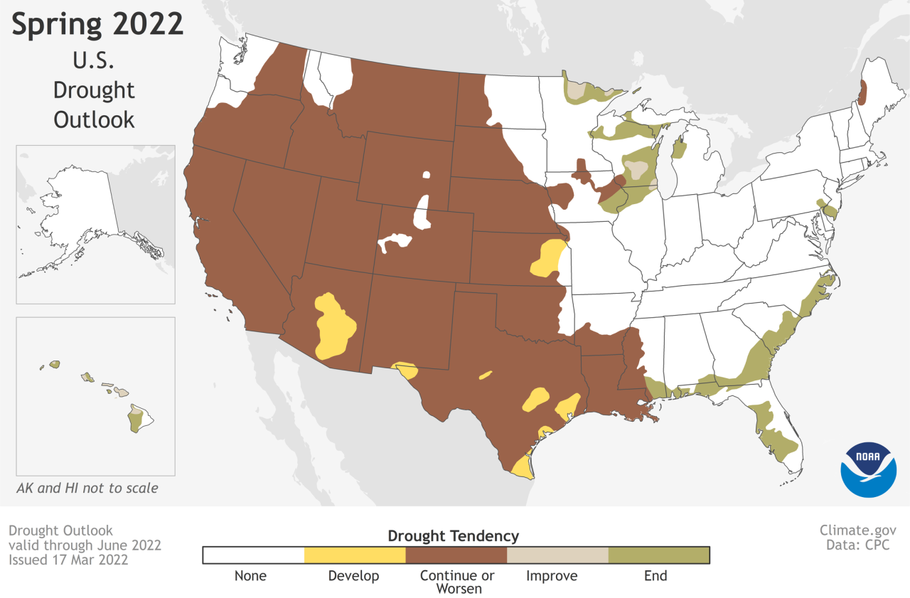 U.S. Spring Outlook 2022 Drought to expand amid... Maps on the Web