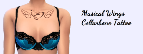 Musical Wings Collarbone TattooBoth GendersCustom ThumbnailBGCEnabled for randomDownloadThank you to