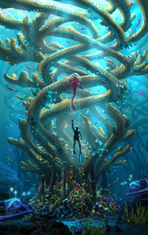 phattro:  The Infinite Tree–Concept for Subnautica This is one of the earliest paintings I cre