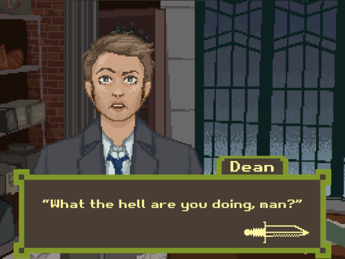 Scene From Supernatural S11e11 Into The Mystic Redone In A Pixel Art Rpg/visual Novel Style! I Can Only