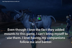 dragonageconfessions:  Confession: Even though I love the fact they added mounts to this game, I can’t bring myself to use them. I love having my companions follow me and banter.