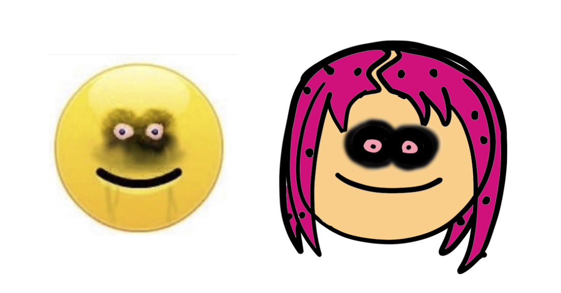 cursed emoji, hand emoticon meme drawing.