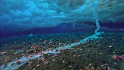 burgerduo:  sixpenceee:  A brinicle is a long, vertical tube of ice formed beneath the sea. It is known as the icicle of death because it destroys everything it comes in contact with. It’s so cold that it causes the surrounding seawater to freeze