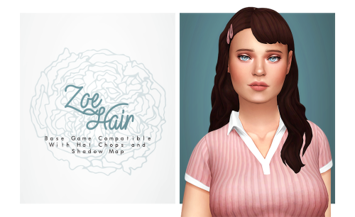 Zoe HairBGC;Comes with all 18 EA hair colors;Hat Compatible;Clips from Amanda Hair;Custom Thumbnail;
