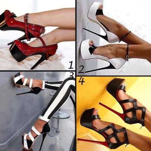 ideservenewshoesblog:Chic Contrast Color Buckle High Heel Sandals - Black