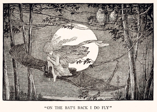 Louis Rhead (1857-1926), ‘On the bat’s back I do fly’, “Tales from Shakespeare” by