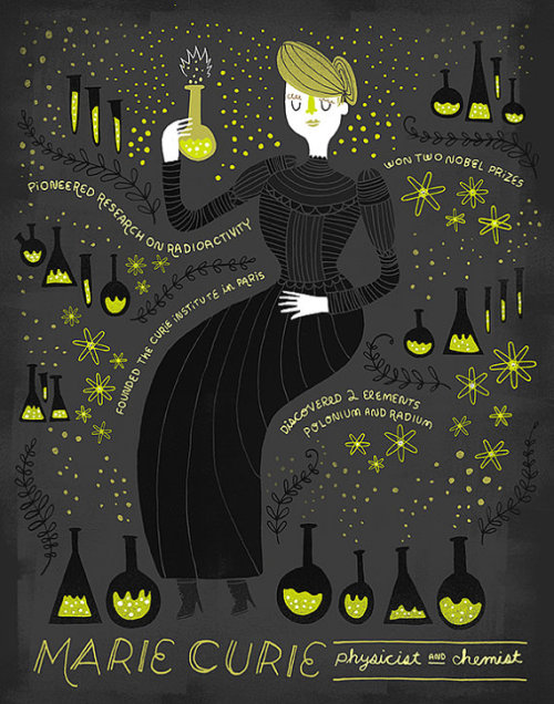 meganleestudio:  Loving this work by fellow science-based Etsy artist Rachel Ignotofsky!  Her shop has wonderful illustrations of women in science as well as prints of cell anatomy, the heart, brains, body systems, and more.  Love it all <3 (and