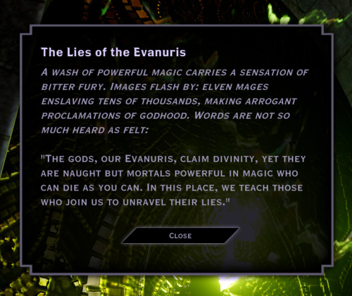 the-queen-of-thedas: shaken-veil: Fen’Harel’s Sanctuary Solas ya did good. 