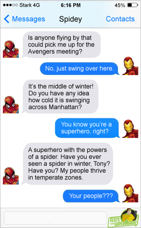 anipendragon: tiger-thoughts-and-things: fromsuperheroes: Texts From Superheroes: The Best of Spider