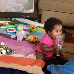 singleaddone:  All these toys and she chooses the water bottle as entertainment.