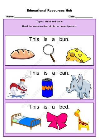 educational resources hub kindergarten english worksheet reading read the