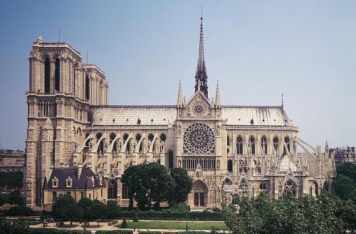  Notre-Dame (view from the south), Paris, France, begun 1163; nave and flying buttresses, ca. 1